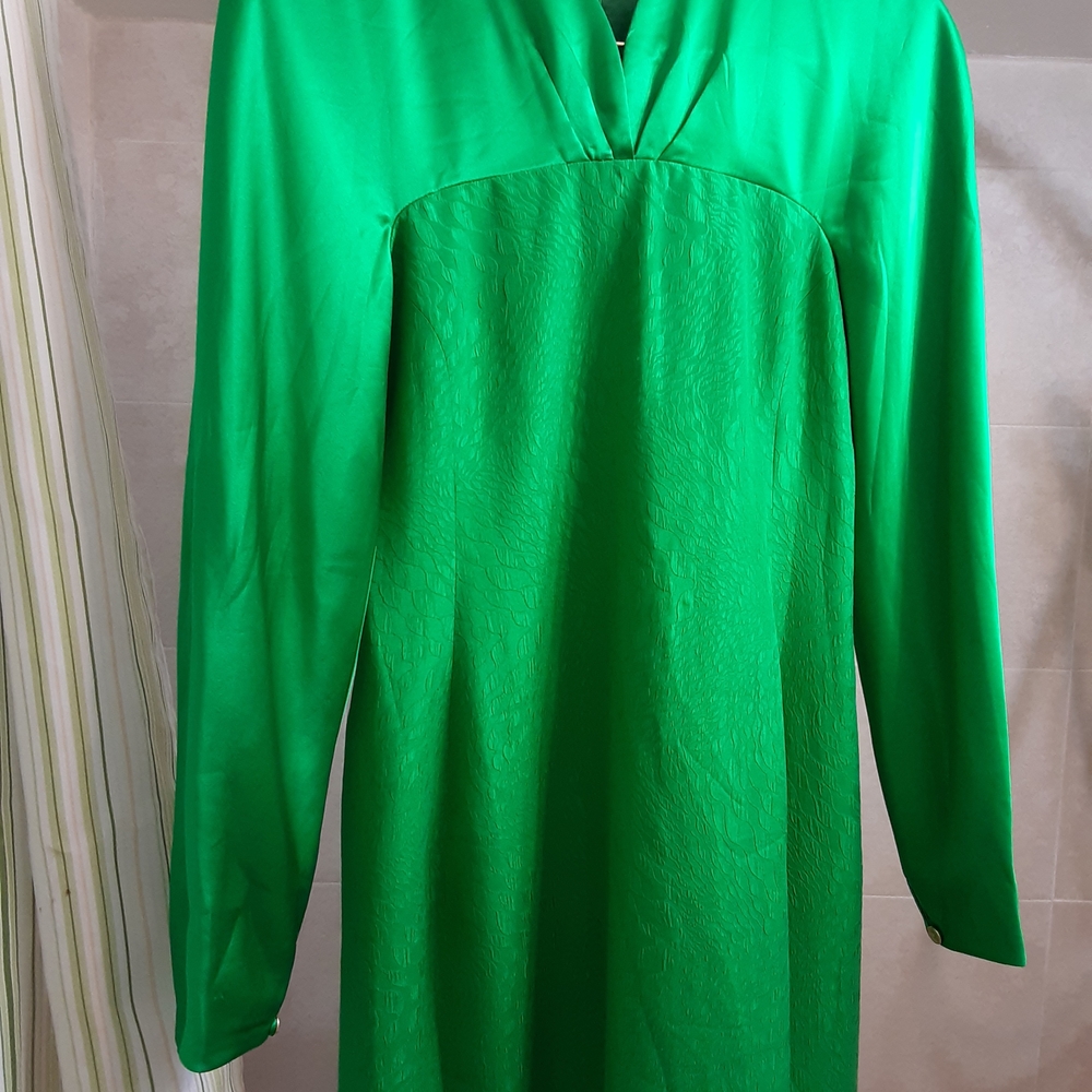 Carolina Herrera Vibrant Green Long Sleeve Dress